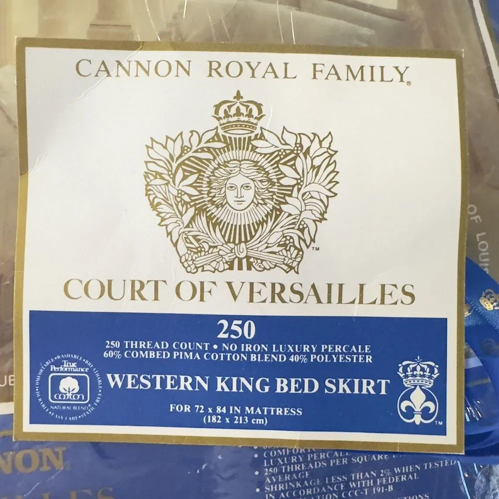 Court Of Versailles Cannon Royal KING‎ Ivory Embroidered Bed Skirt NOS